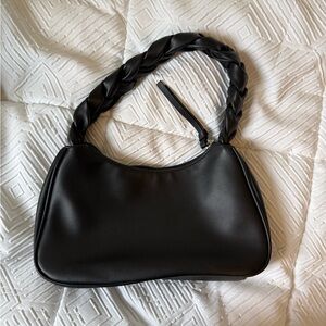 Elegant Black Braided Handle Bag